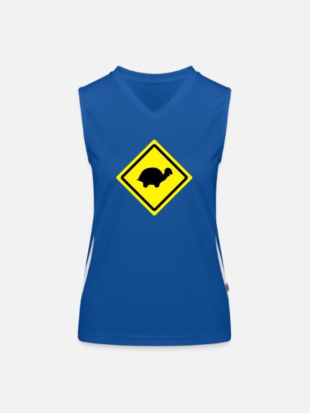 turtle roadsign - Women's Functional Contrast Tank Top - royal/white - Front