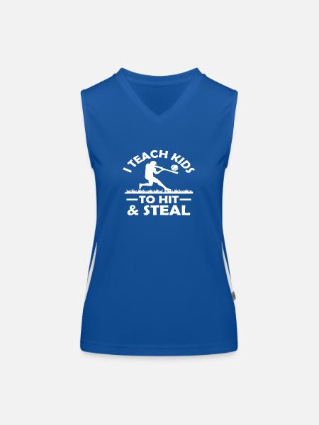 I teach Kids to Hit & Steal Baseball - Funktionelles Kontrast-Tank Top für Frauen - Royal/Weiß - Vorne
