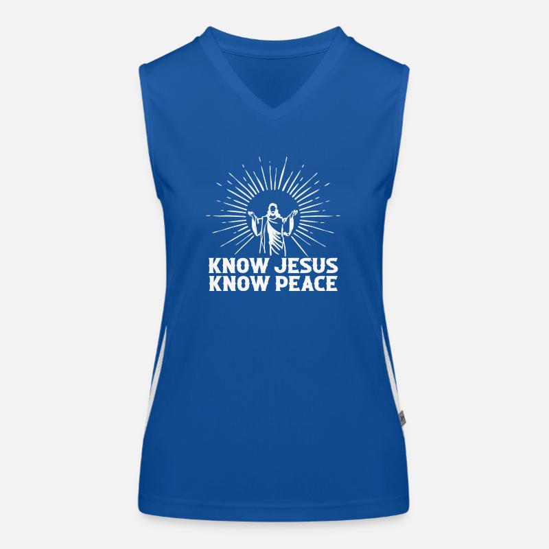Know Jesus Know Peace Funktionelles Kontrast-Tank Top für Frauen