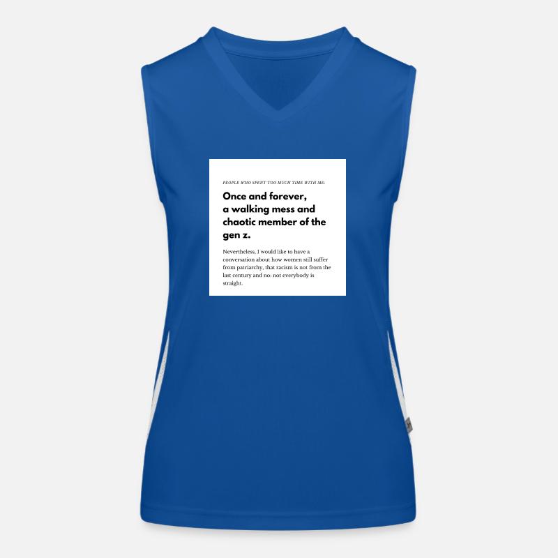 A walking mess. Funktionelles Kontrast-Tank Top für Frauen