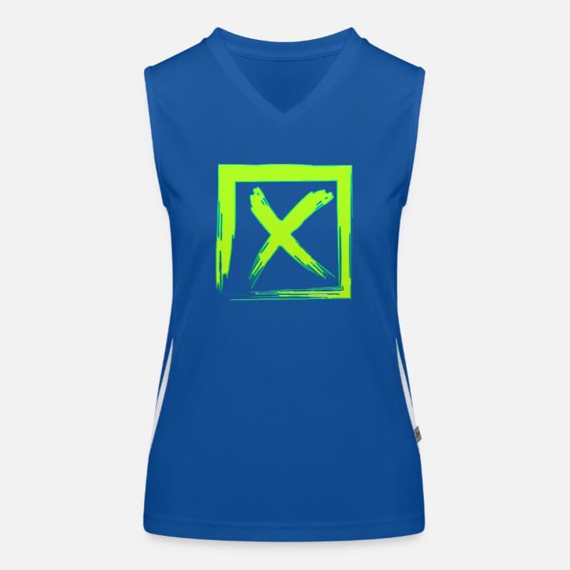 Symbol shape typography letter Alphabet X Women's Functional Contrast Tank Top