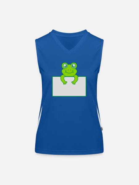 Texte présent bouclier de grenouille - Débardeur respirant contrasté Femme - bleu/blanc - Devant