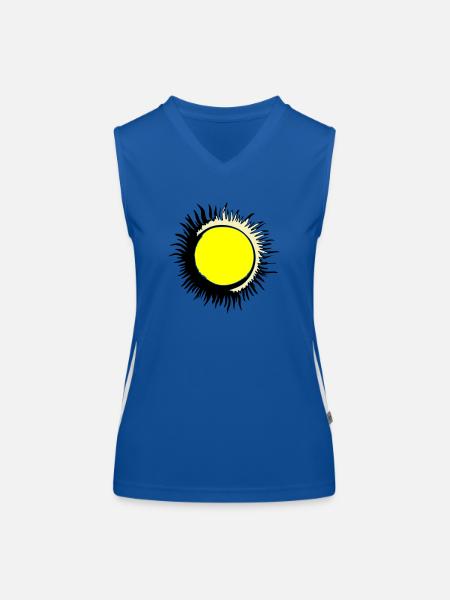 Sun Summer Watercolor Nature Beach Sky Vector - Women's Functional Contrast Tank Top - royal/white - Front