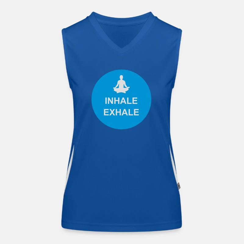 inhale exhale yoga Zitat Funktionelles Kontrast-Tank Top für Frauen
