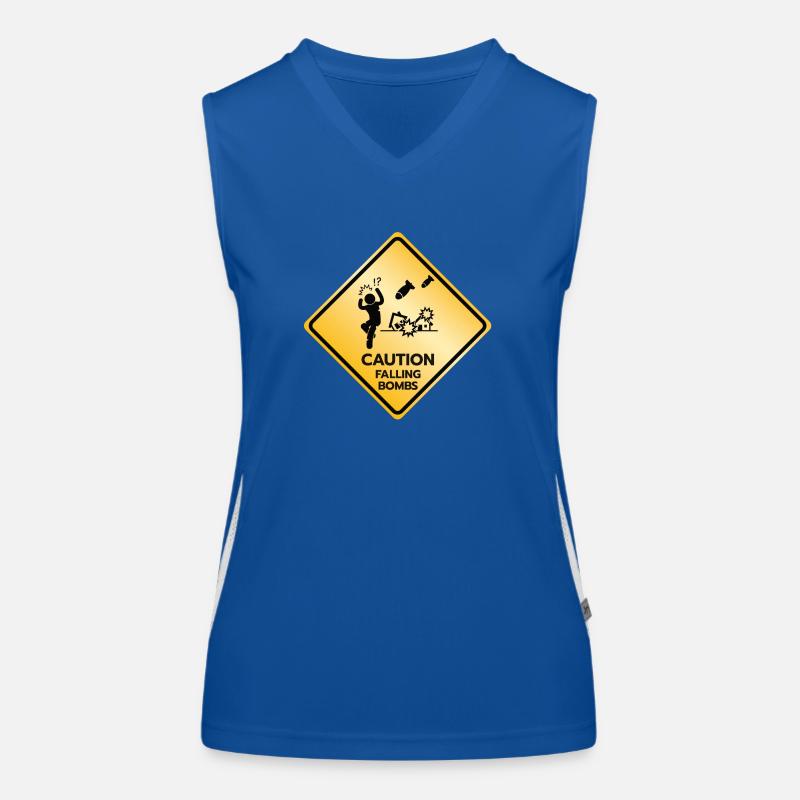 Caution Sign Falling Bombs Women's Functional Contrast Tank Top