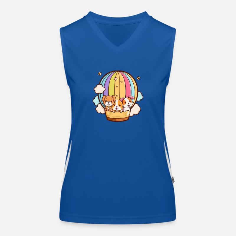 Hundebabys im Heißluftballon Funktionelles Kontrast-Tank Top für Frauen