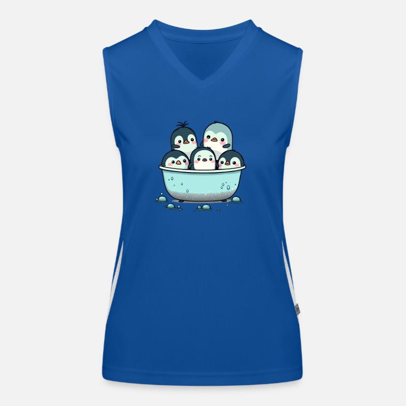 De mignons pingouins prennent un bain! Débardeur respirant contrasté Femme