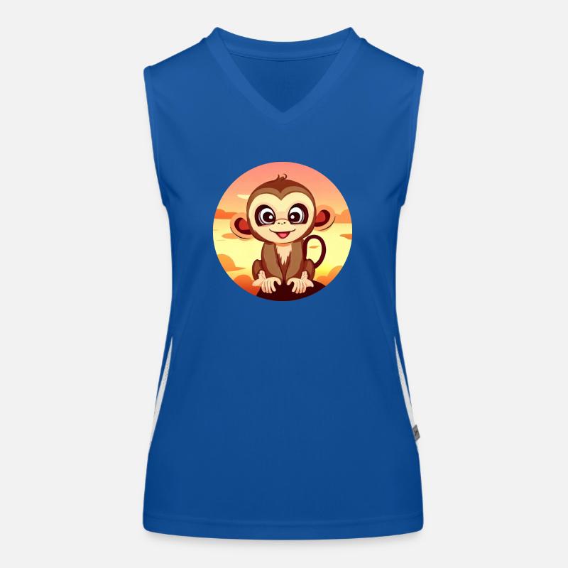 affe schimpanse rundes sunset Funktionelles Kontrast-Tank Top für Frauen