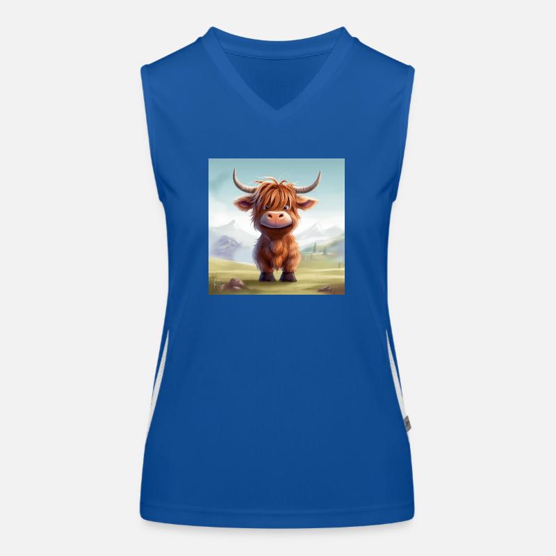 CUTE HIGHLAND COW design - Women's Functional Contrast Tank Top - royal/white