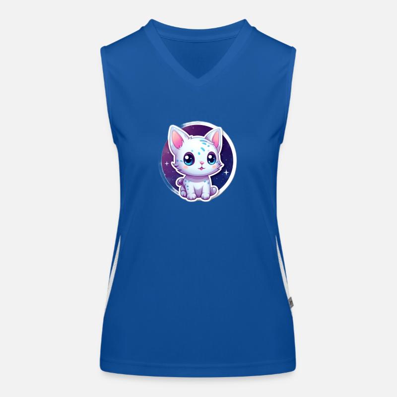 Mignon chat de dessin animé flottant dans l’espace Débardeur respirant contrasté Femme