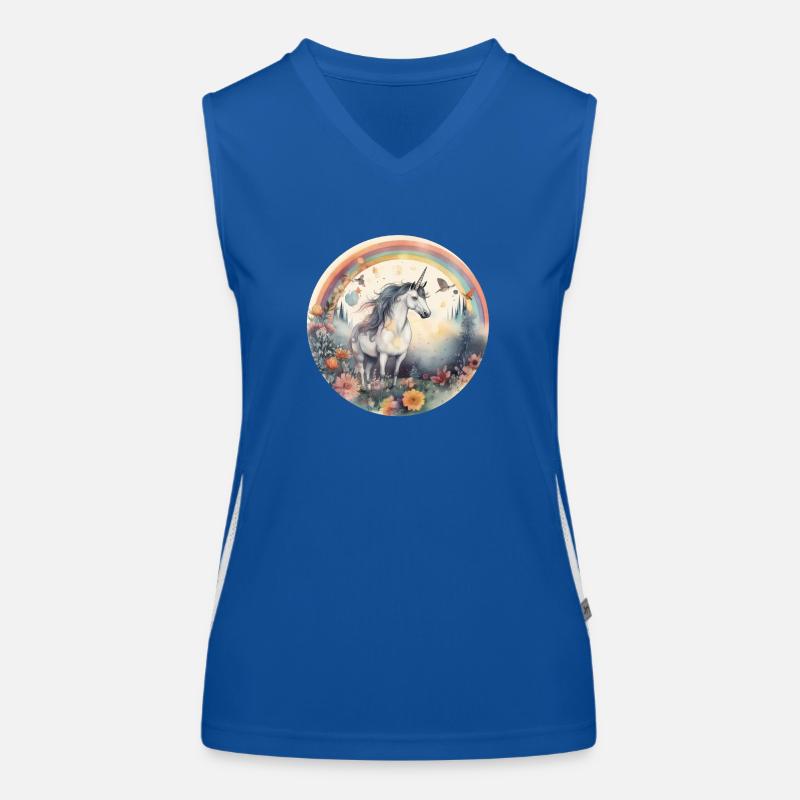 Verzauberter Regenbogen: Magisches Einhorn Funktionelles Kontrast-Tank Top für Frauen