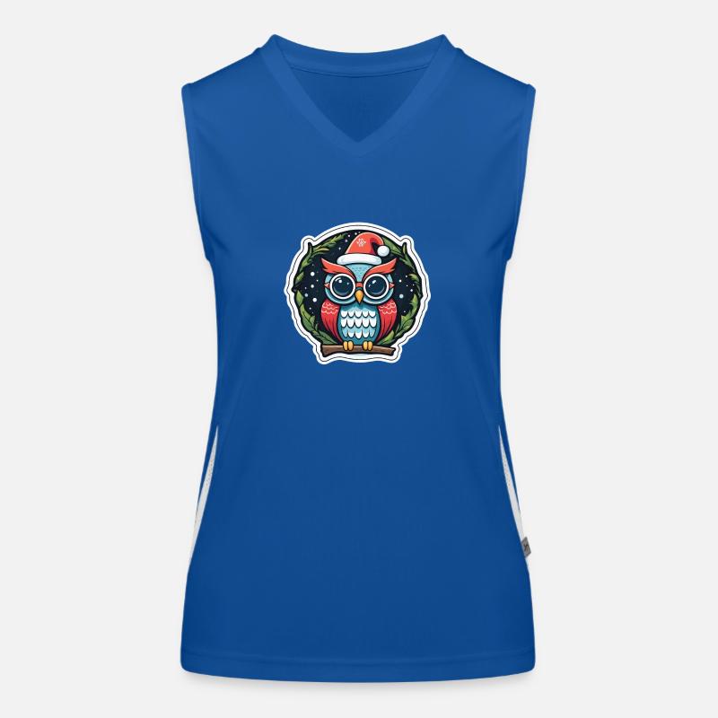Eule Weihnachten Zeichnung Funktionelles Kontrast-Tank Top für Frauen
