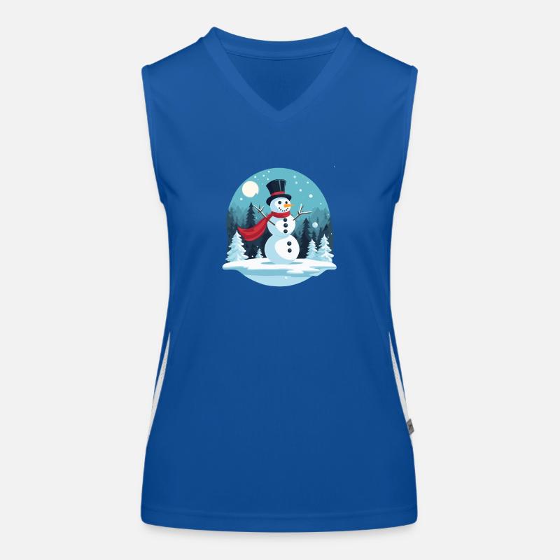 Snowman Christmas Drawing Women's Functional Contrast Tank Top