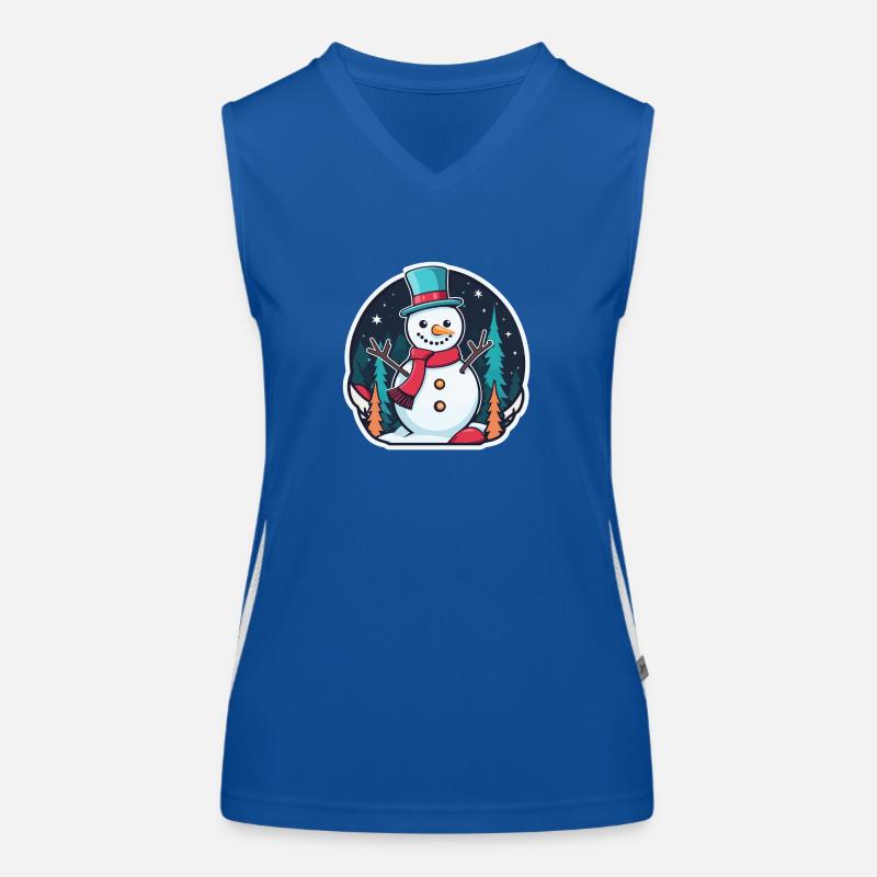 Snowman Christmas Drawing Women's Functional Contrast Tank Top