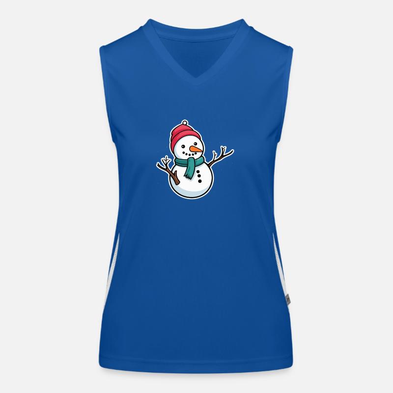 Snowman Christmas Drawing Women's Functional Contrast Tank Top