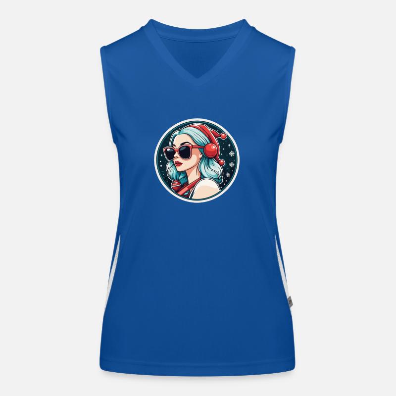 Mädchen Weihnachten Zeichnung Funktionelles Kontrast-Tank Top für Frauen
