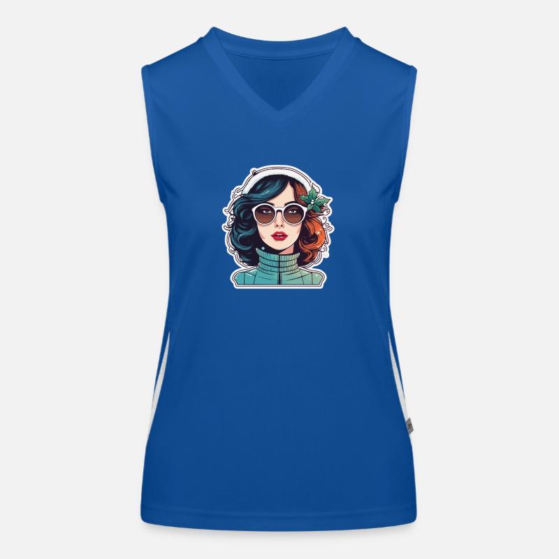Mädchen Weihnachten Zeichnung Funktionelles Kontrast-Tank Top für Frauen