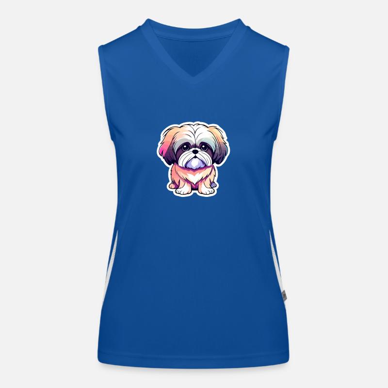 Shih Tzu Dog Drawing Women's Functional Contrast Tank Top