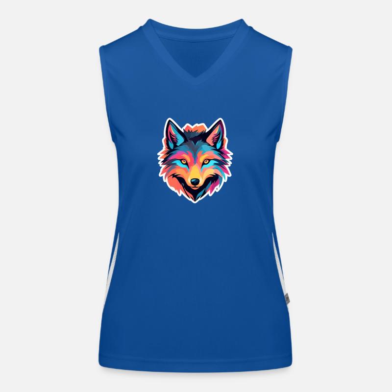 Wolf Zeichnung Funktionelles Kontrast-Tank Top für Frauen