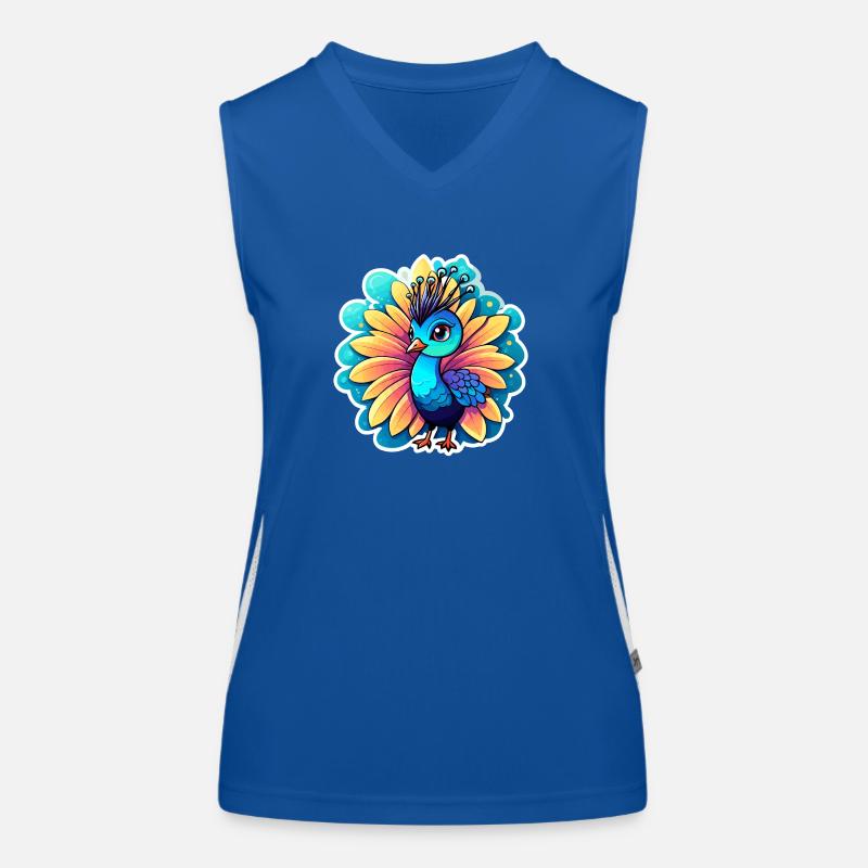 Pfau Vogel Zeichnung Funktionelles Kontrast-Tank Top für Frauen