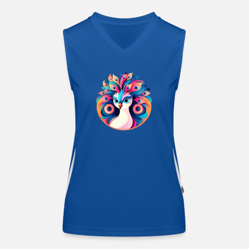 Peacock Bird Drawing Women's Functional Contrast Tank Top