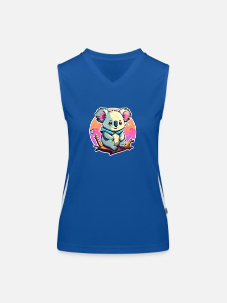 Dessin de koala - Débardeur respirant contrasté Femme - bleu/blanc - Devant