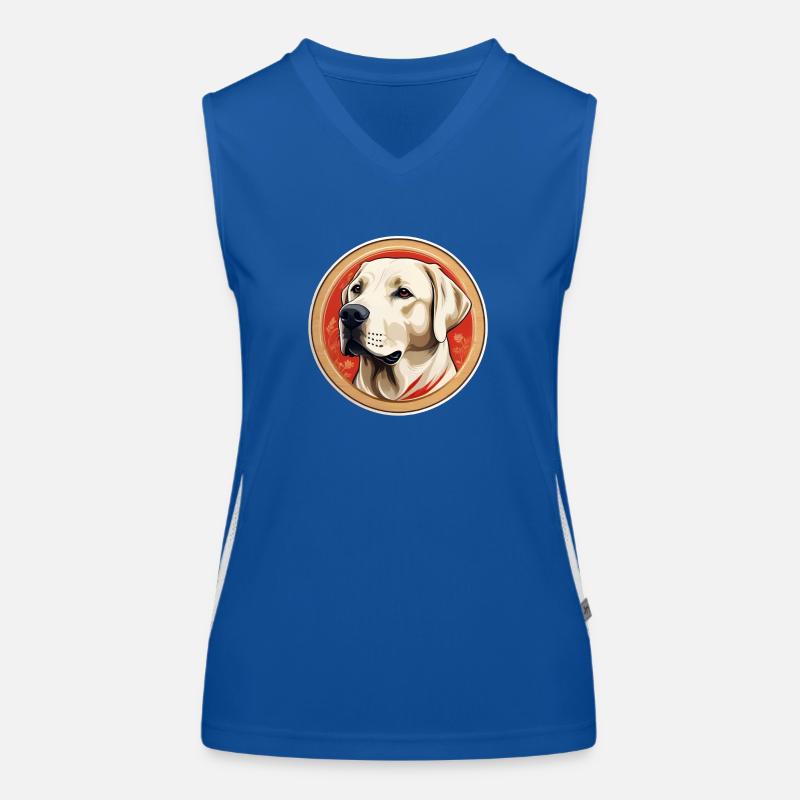 Labrador Head - Colored Round Illustration Women's Functional Contrast Tank Top