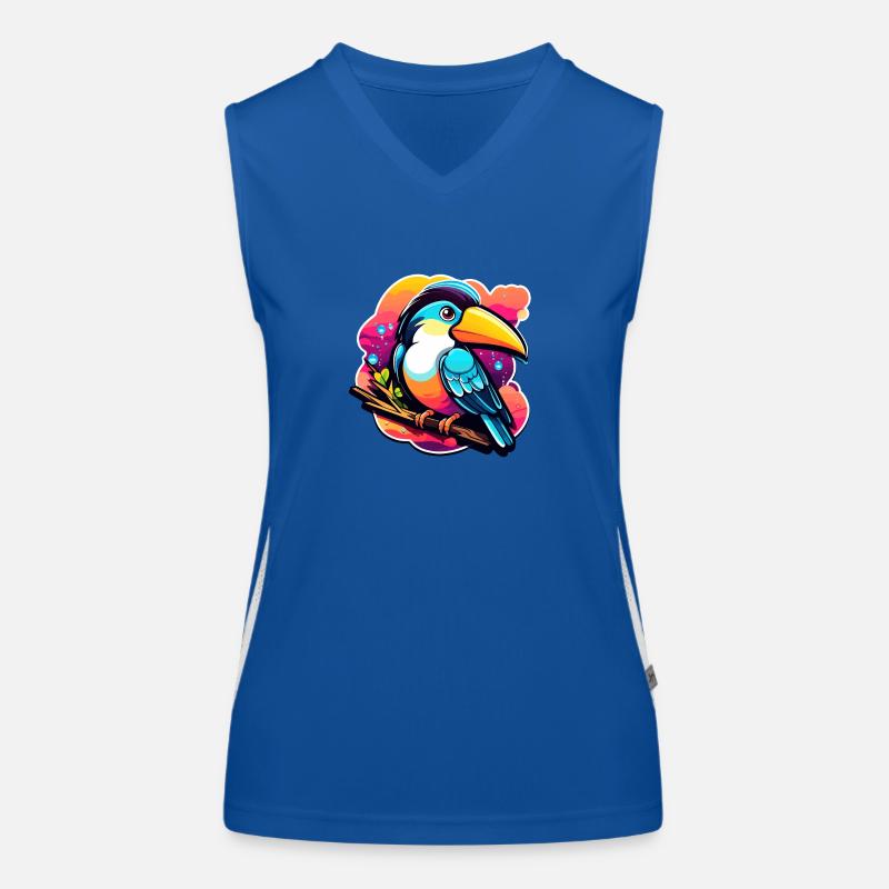 Toucan Bird Illustration Women's Functional Contrast Tank Top