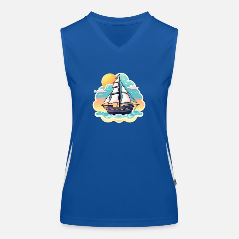 Segelboot Illustration Funktionelles Kontrast-Tank Top für Frauen