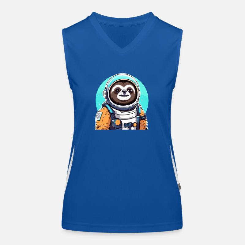 Faultier Astronaut Illustration Funktionelles Kontrast-Tank Top für Frauen