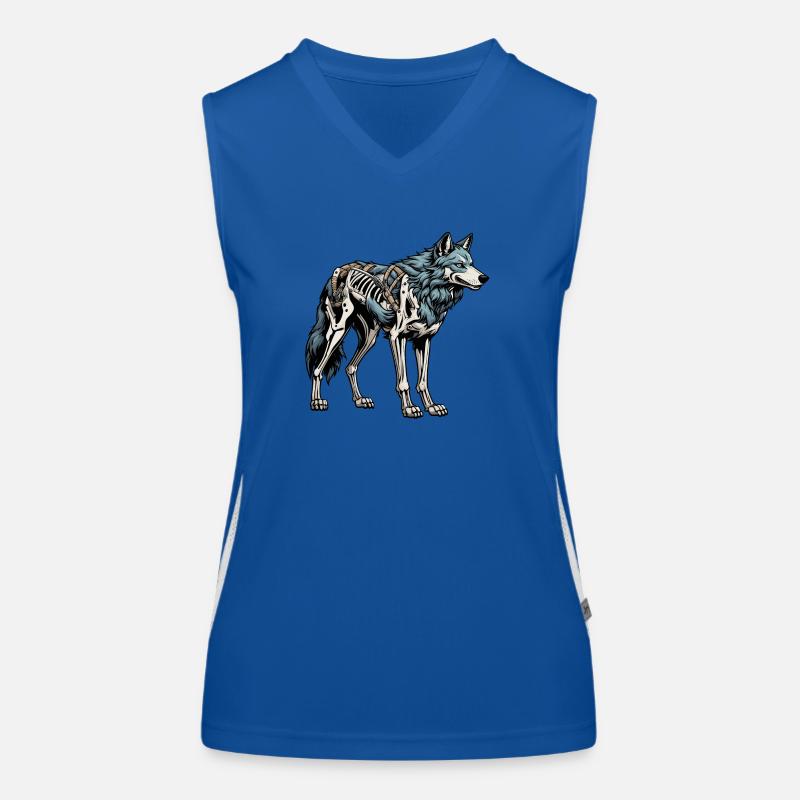 Wolf Skelett Illustration Funktionelles Kontrast-Tank Top für Frauen