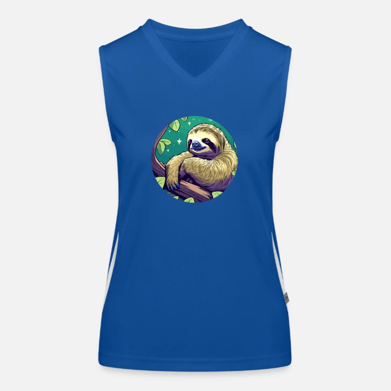 Schlafendes Faultier Illustration Funktionelles Kontrast-Tank Top für Frauen