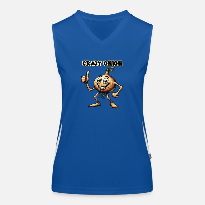 Crazy Veggies: Onion With Goatee and Thumbs Up Funktionelles Kontrast-Tank Top für Frauen