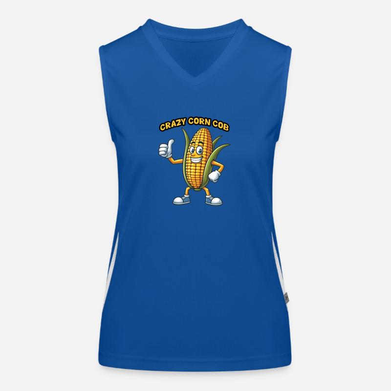 Crazy Veggies: Corn Cob Thumbs Up Funktionelles Kontrast-Tank Top für Frauen