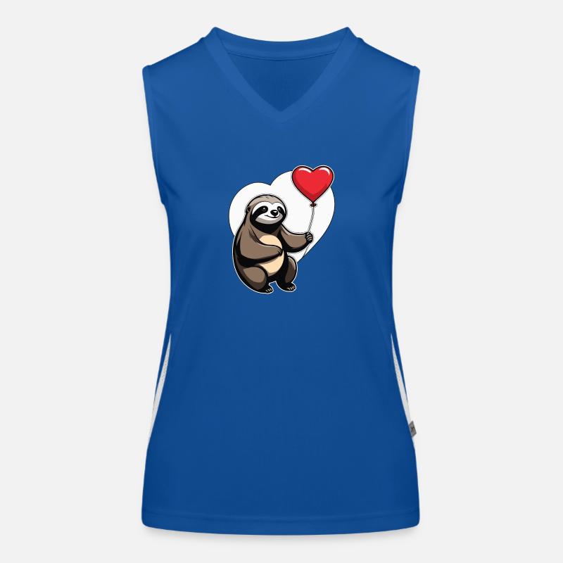 Sloth Heart Illustration Valentine's Day Women's Functional Contrast Tank Top