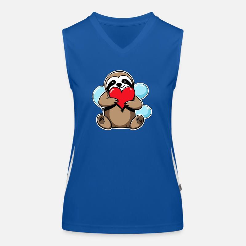 Sloth Heart Illustration Valentine's Day Women's Functional Contrast Tank Top