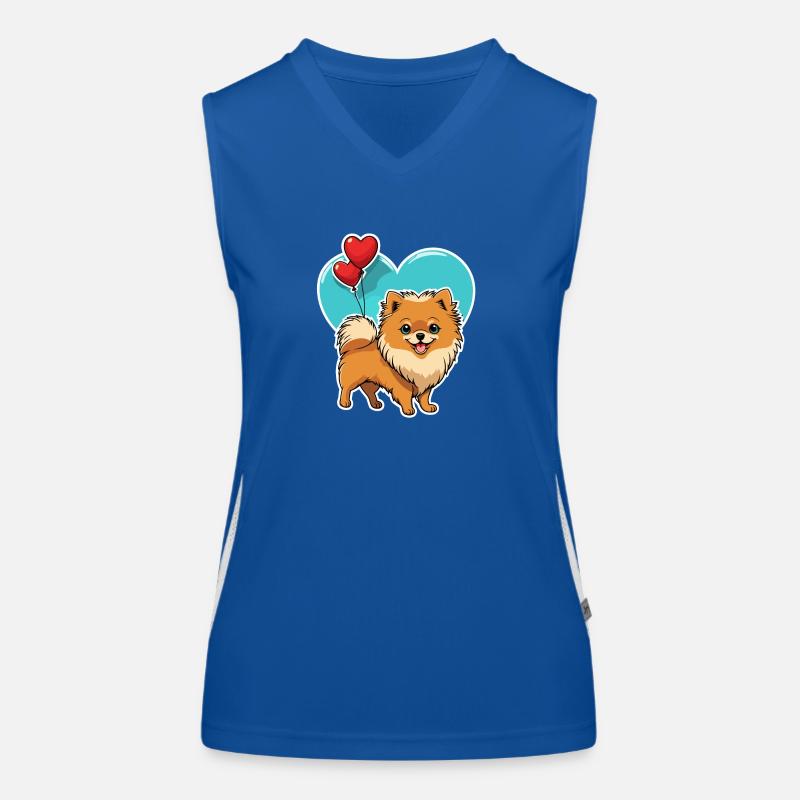 Zwergspitz Herz - Valentinstag Funktionelles Kontrast-Tank Top für Frauen