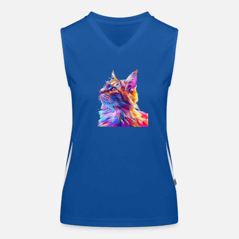 Polygon Cat Comic Style Women's Functional Contrast Tank Top