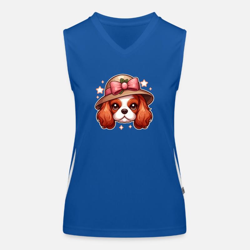 Chien Mignon Cavalier King Charles kawaii Débardeur respirant contrasté Femme