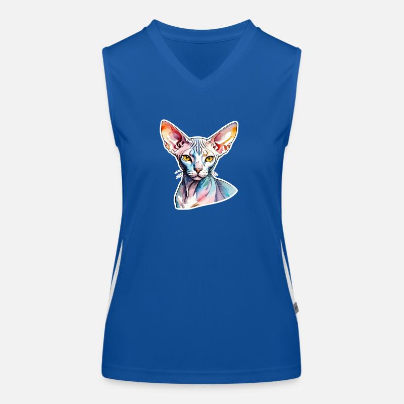 Sphynx Katze Wasserfarben Funktionelles Kontrast-Tank Top für Frauen