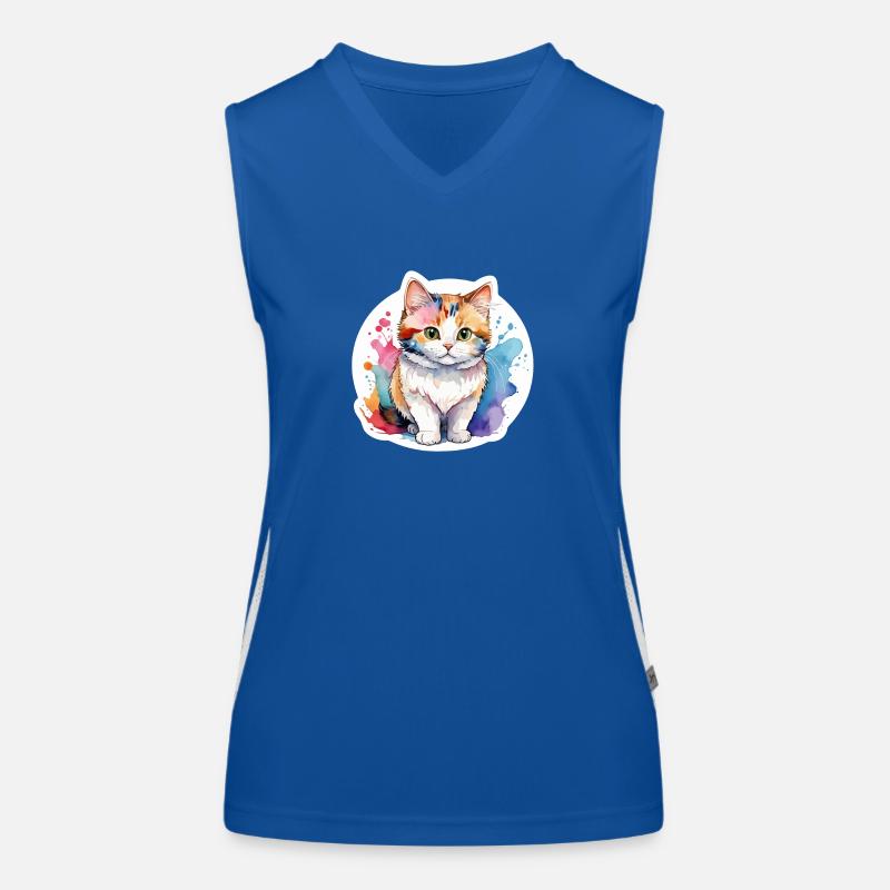 Munchkin Dachshund Cat Watercolor Women's Functional Contrast Tank Top