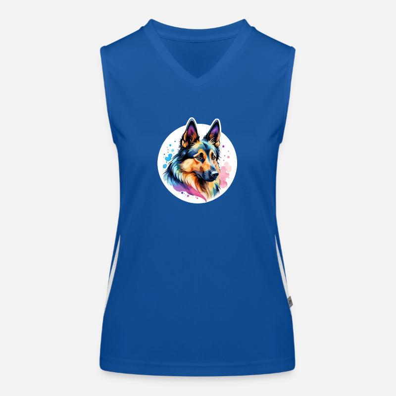 Belgischer Schäferhund Wasserfarben Funktionelles Kontrast-Tank Top für Frauen