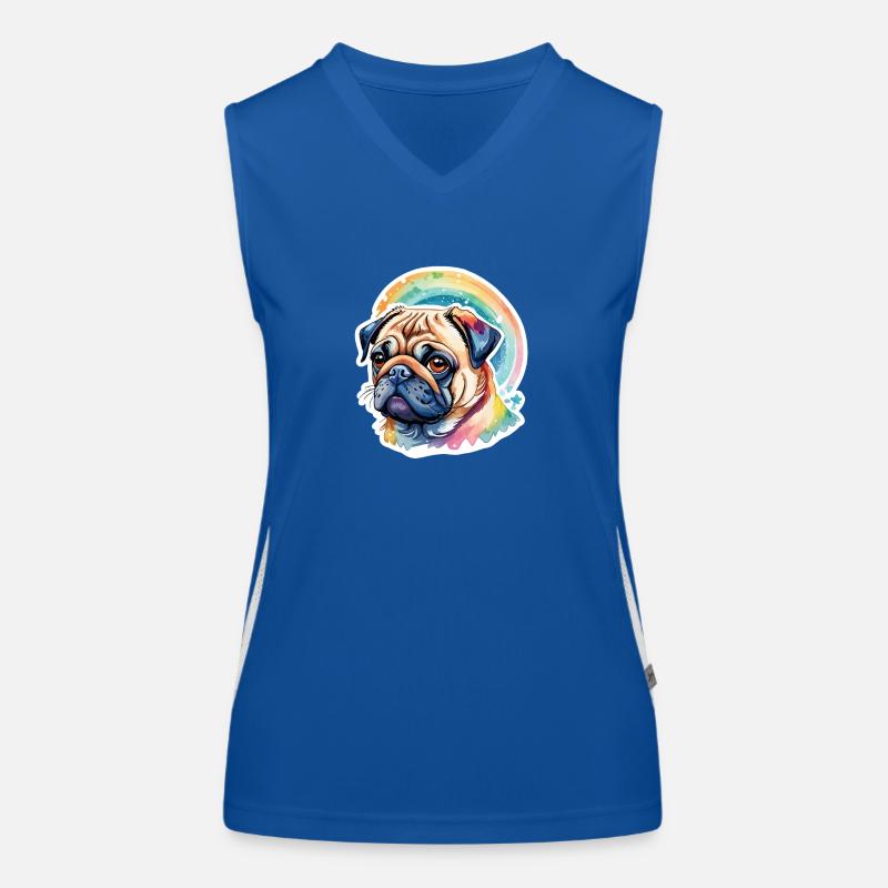 Pug Watercolors Women's Functional Contrast Tank Top