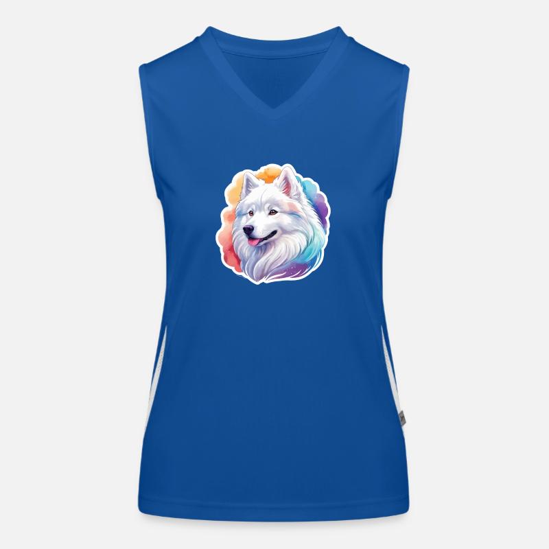 Samoyed watercolors Women's Functional Contrast Tank Top