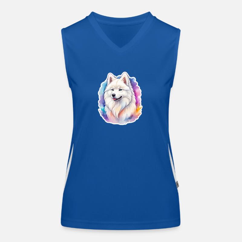 Samojede Wasserfarben Funktionelles Kontrast-Tank Top für Frauen