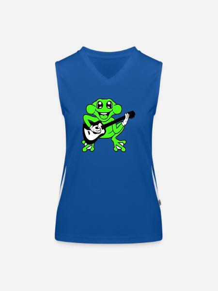 Frosch Fröschchen Spielt Gitarre Musik Gitarrist - Funktionelles Kontrast-Tank Top für Frauen - Royal/Weiß - Vorne