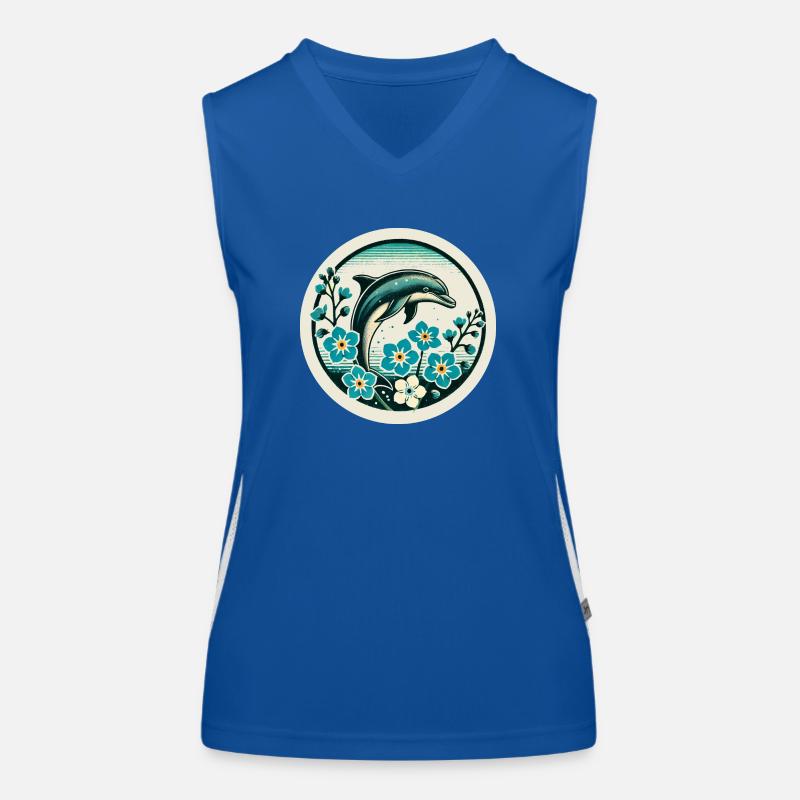 Retro Delfin Funktionelles Kontrast-Tank Top für Frauen