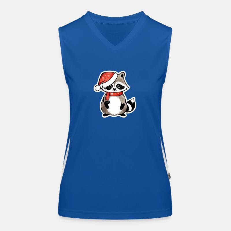 Waschbär Weihnachten Wasserfarben Funktionelles Kontrast-Tank Top für Frauen