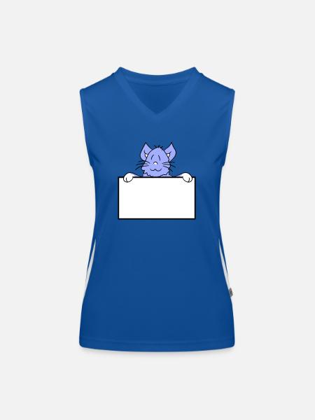 Hübsche Kleine Katze Guckt Versteckt Hinter Mauer - Funktionelles Kontrast-Tank Top für Frauen - Royal/Weiß - Vorne