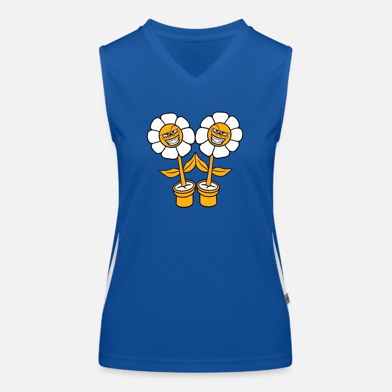 2 Evil Flowers Look Mean Grin Naughty Face Women's Functional Contrast Tank Top